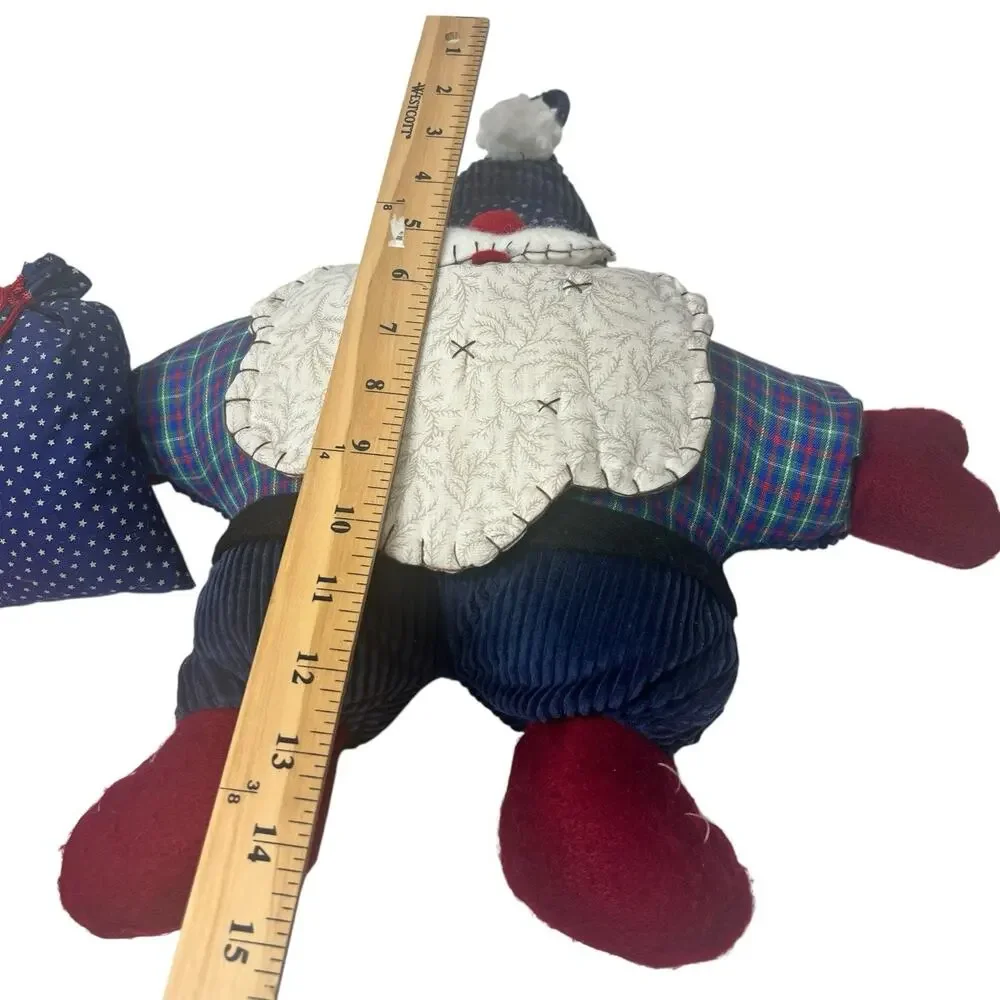 Vtg Handmade Quilted‎ Santa Pillow Embroidered Country Christmas Decor Folk Art